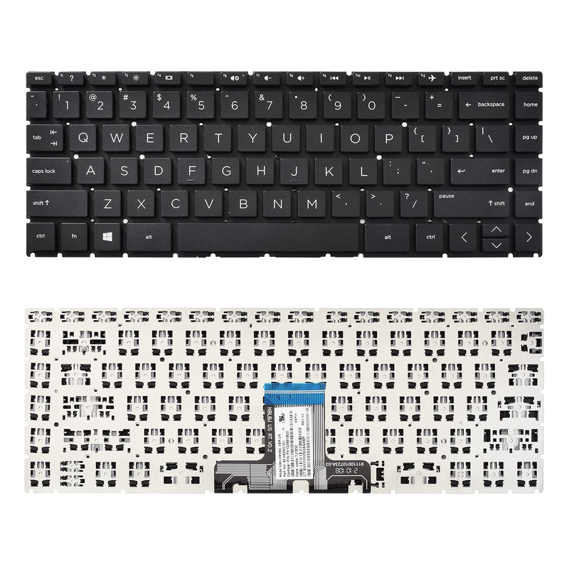 SUNMALL Replacement Keyboard Compatible with HP 14-CK 14-CD 14-cm 14-DG 1 Black US Layout (Black Without Backlit) Black without Backlit