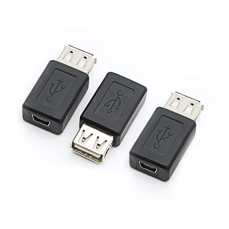 3 Pack USB 2.0 A Female to USB B Mini 5 Pin Female Adapter Converter