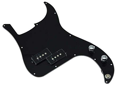 KAISH Pre-wired Bass Pick Guard Loaded P Bass Pickguard for Precision P Bass Black 3 Ply