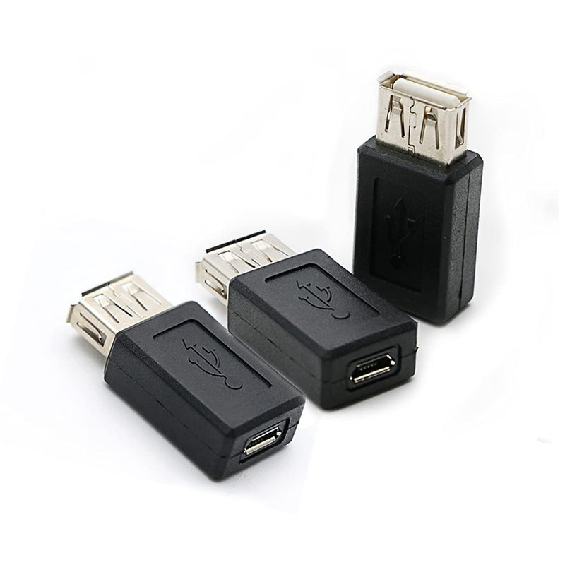 3 Pack USB 2.0 A Female to USB Micro Female Adapter Converter