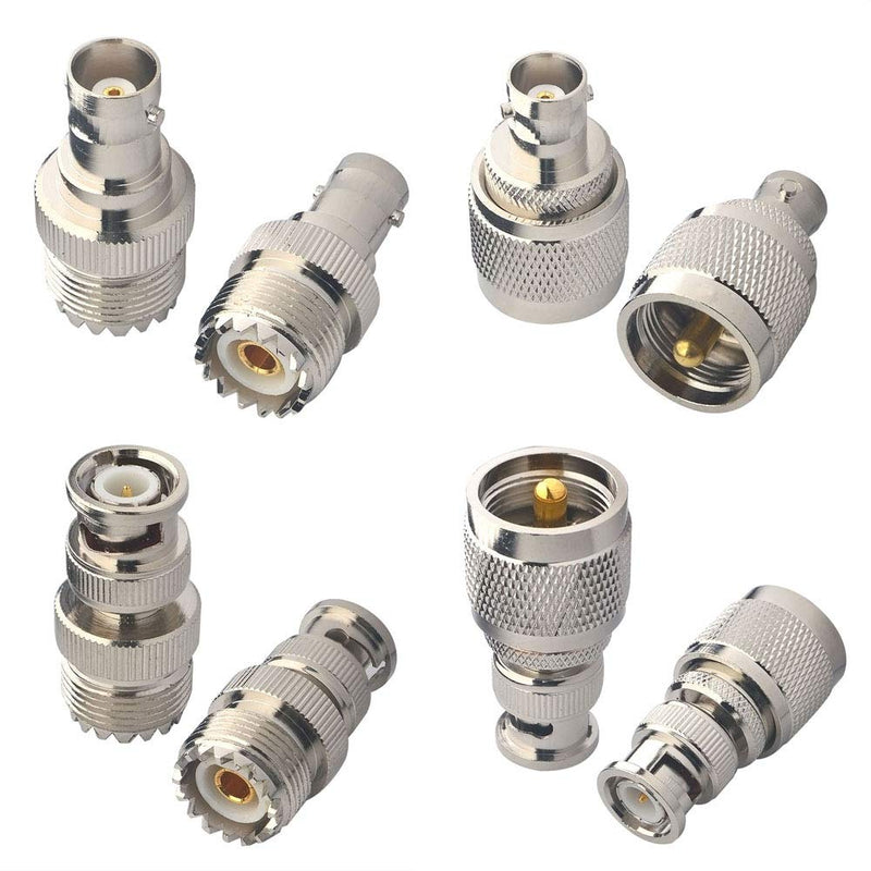 BNC to UHF 4 Type 8 PCS RF Connector Kit Coaxial BNC Male Female to UHF Male Female RF BNC UHF Radios Adapter Kit for Antennas Wireless LAN Devices Coaxial Cable Wi-Fi Radios External Antenna… 8PCS