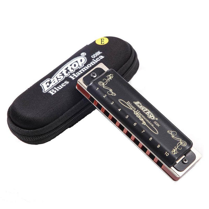 [AUSTRALIA] - Blues Harmonica E Key, Diatonic 10 Hole 20 Tone 008k Black Harmonica, Standard for Professionals, Adults & Beginners 