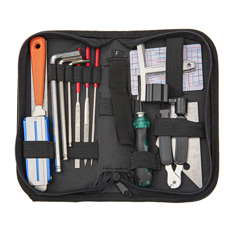 [AUSTRALIA] - 25Pcs Yootones Guitar Repairing Maintenance Tool with Kit String Action Ruler Gauge Measuring Tool Hex Wrench Set Files Fingerboard Guard Understring Radius Gauges Guitar Fret Rocker Leveling 