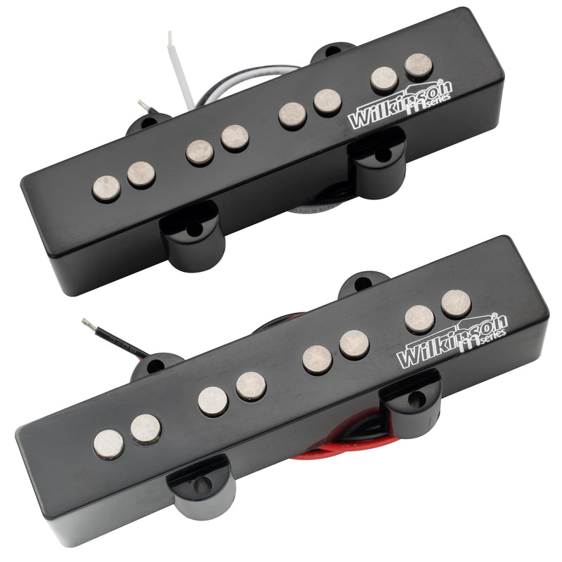 Wilkinson M-series WOJB Variable Gauss Alnico 5 Jazz Bass Neck and Bridge Pickups Set Vintage Tone for 4-string JB Style Electric Bass, Black