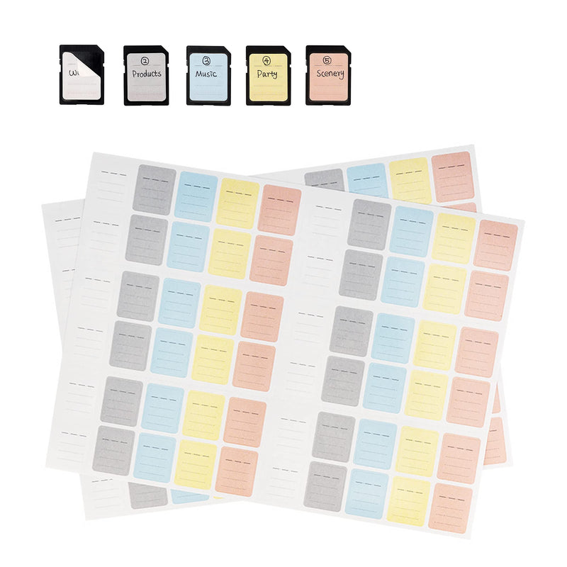 (120 Count) Multi-use Label Printable Stick-On Camera Memory Card Labels SD SDHC SDXC XQD CF CFexpress Type-B Card USB Flash Drive Removable Stickers Cards Mark Paper Labeler 120 Labels/Writable Style