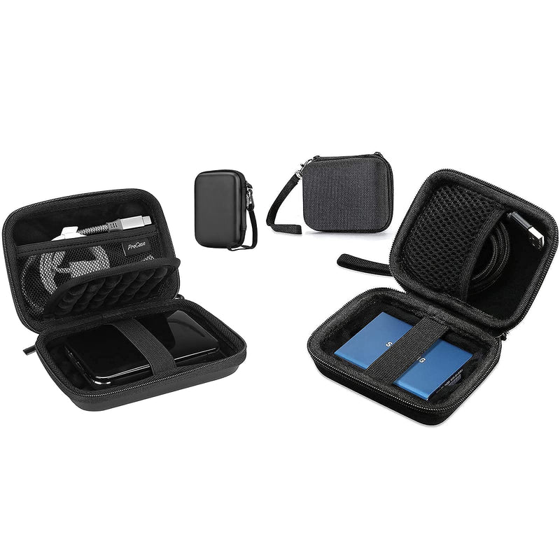 ProCase Portable Hard Drive Case Bundle with ProCase Carrying Case for Samsung T5 T3 SSD, Compact Hard Shockproof Carry Case