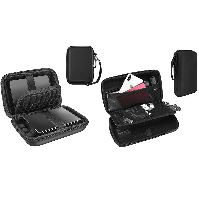 ProCase Hard Drive Case 2.5 Inch Bundle with ProCase Hard Travel Tech Organizer Case Bag