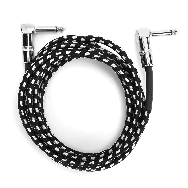 Guitar Cable - 6.35MM Male Head Audio Guitar Cable 10ft Electric Guitar Amplifier Cord - Right Angle to Right Angle 1/4 Inch Instrument Cable Guitar Amp Cable(Black-White)