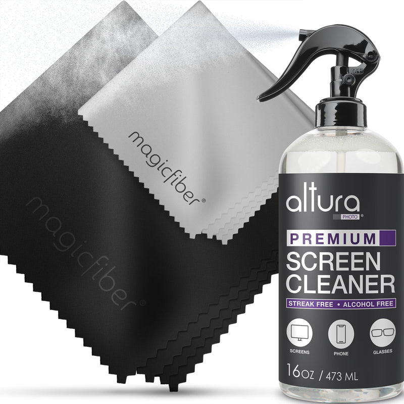 [AUSTRALIA] - Screen Cleaner Spray (16oz) and Microfiber Cloth - TV Screen Cleaner, Computer Cleaner, Laptop Screen Cleaner, Monitor Cleaner - for Phone, Ipad, iPhone, MacBook Screen Cleaner - Streak and Odor Free 16oz 
