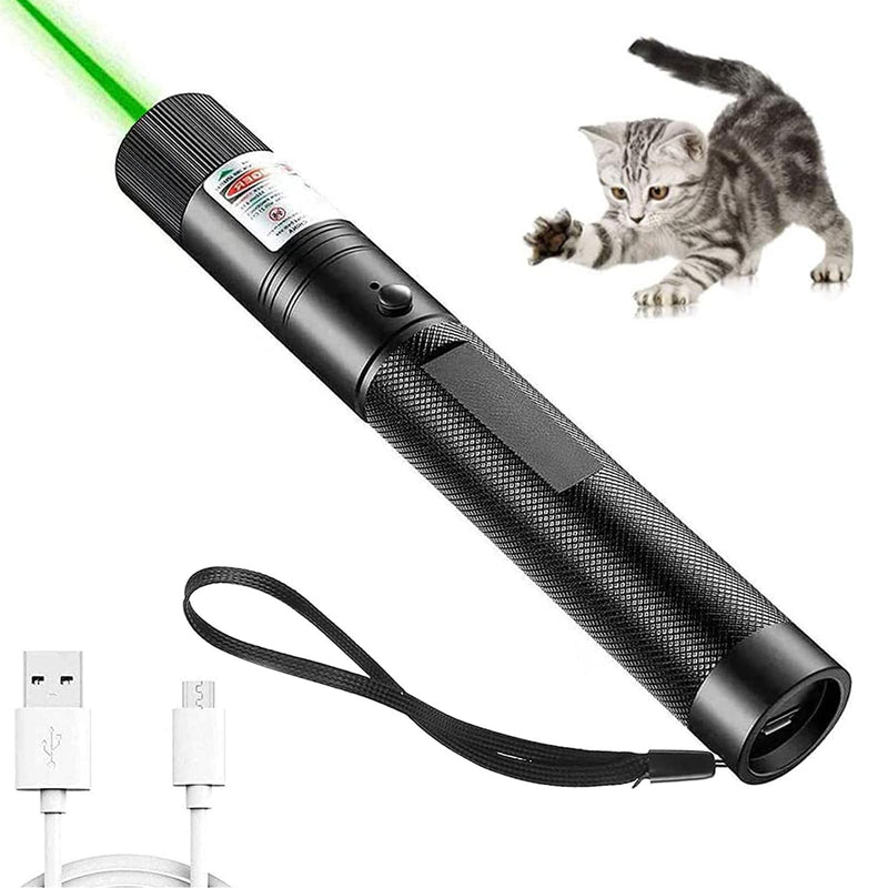 [AUSTRALIA] - Long Range Green Laser Pointer Beam with USB Charging, Presentation Remotes for Indoor Meetings, Presentation, Interactive Toys for Indoor Dogs Cats 