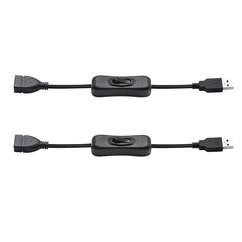 PNGKNYOCN 20cm Male to Female USB Cable with On/Off Switch, for USB Fan, LED Desk Lamp and Other Computer Peripheral Low-Power Electrical Devices(2-Pack）
