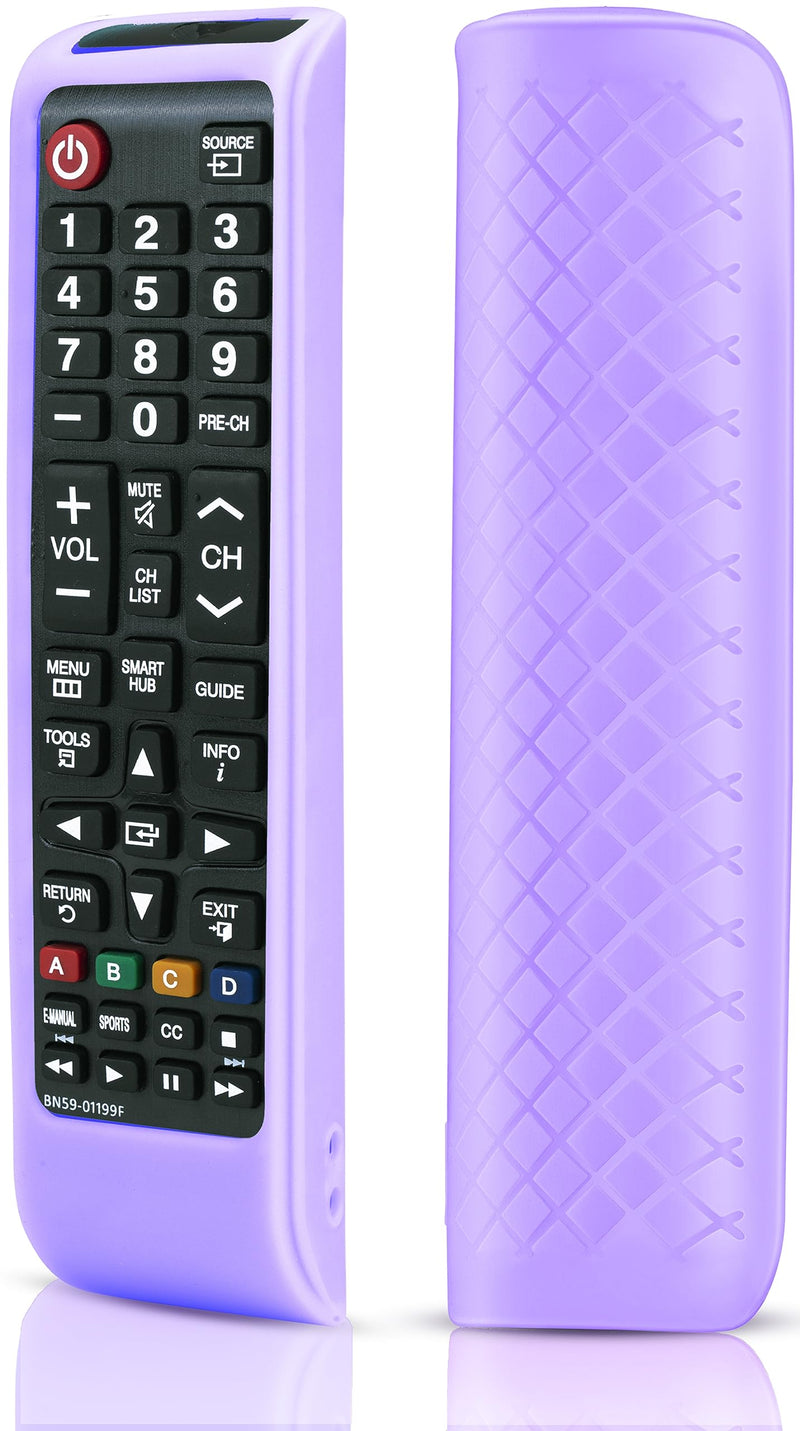 Remote case for Samsung TV Controller, Silicone Remote Cover for BN59-01199F Samsung Remote Control, Smart TV Remote Skin Sleeve Glow in The Dark (Lilac) Lilac