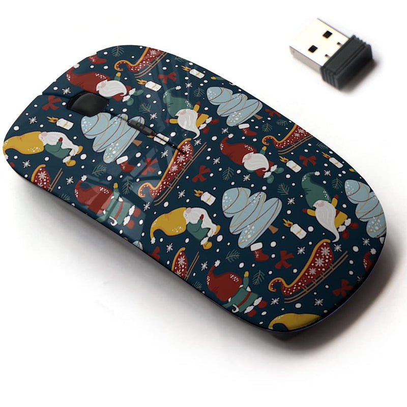 2.4G Wireless Mouse with Cute Pattern Design for All Laptops and Desktops with Nano Receiver - Gnomes Christmas Night