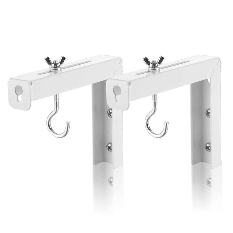 Suptek Universal Projector Screen Wall Mount L-Brackets Wall Hanging Mount 6 inch Adjustable Extension Mounting Hooks for Projection Screen up to 66 lbs, 30 kg Capacity Each, PRL001, White (1 Pair)