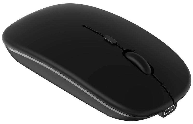 Bluetooth Mouse, Rechargeable Computer Wireless Mouse for MacBook Pro/ MacBook Air Laptop Desktop PC Mac iMac iPad iPhone Tablet Cell Phone Windows Android Portable Silent 2.4G Cordless Mice (Black) Black
