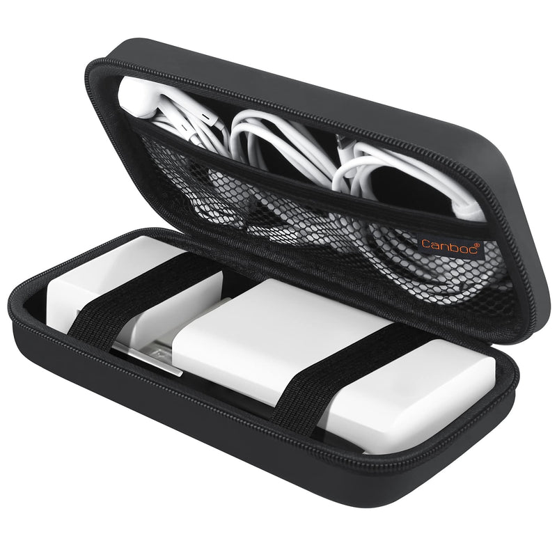 Canboc Electronics Travel Organizer, MacBook Charger Carrying Case, Electronic Accessories Portable Cable Storage Bag for Charging Cords, Power Adapter, MagSafe, USB Hub, Power Bank, Earbuds, Black Black+Black