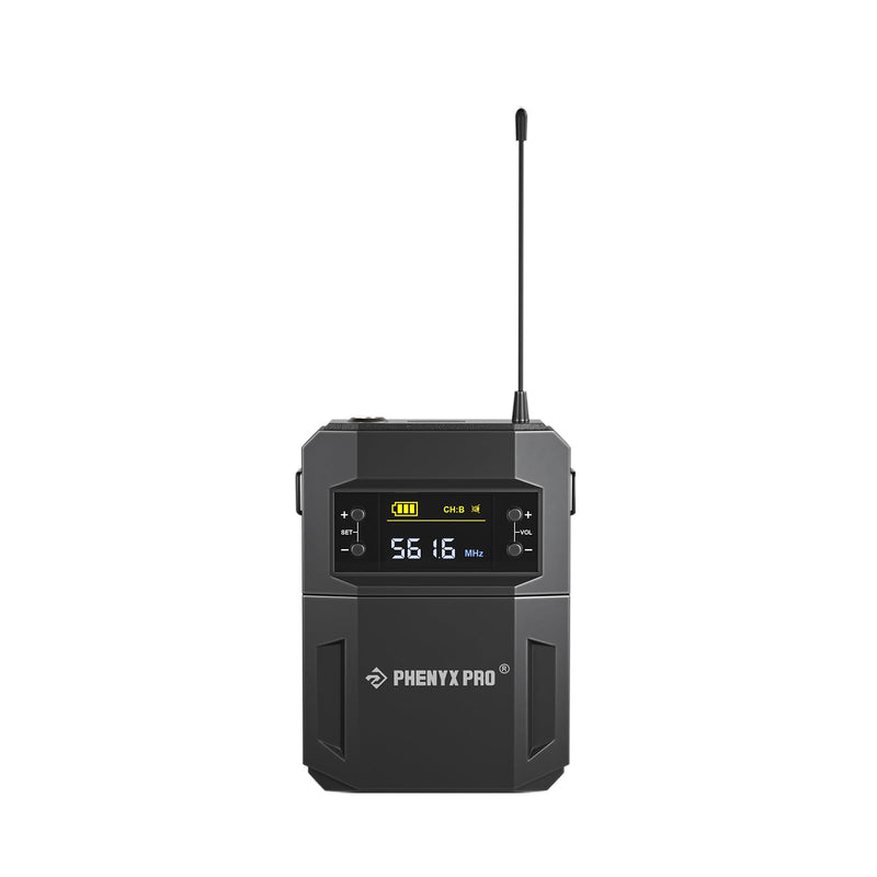 Phenyx Pro PTU-52 Wireless UHF BodyPack Transmitter with 3-Pin XLR Jack & Selectable 30 Frequencies, Compatible with PTU-52 Wireless Microphone System