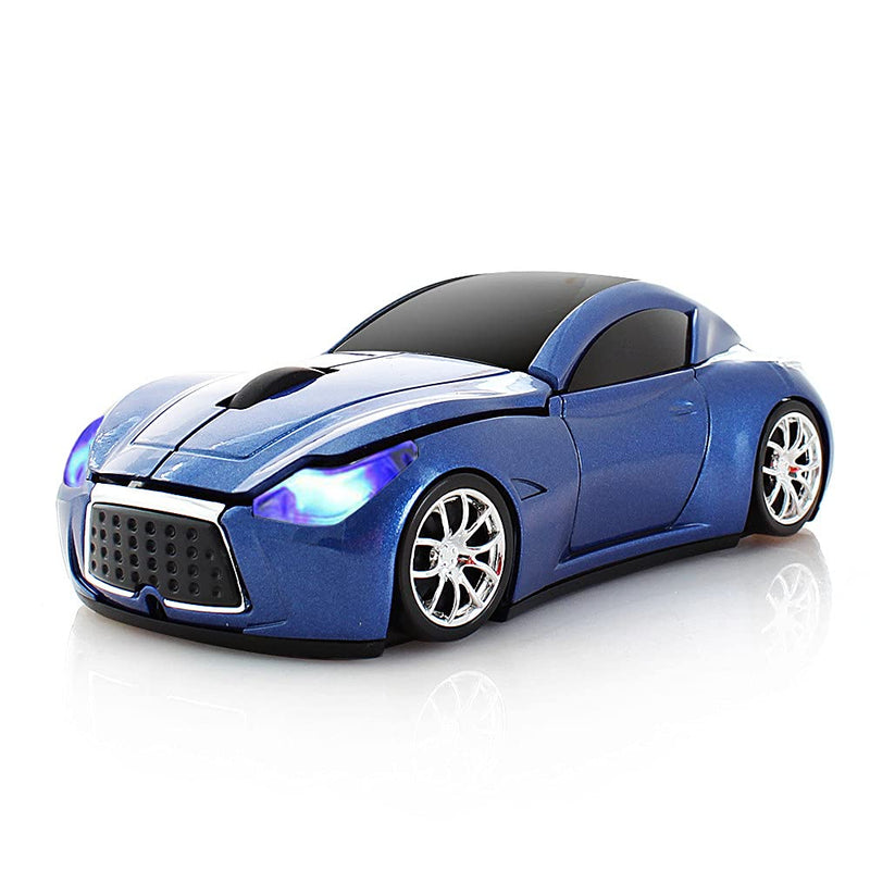 Aikchi Wireless Sports Car Mouse, Wireless Desktop Laptop Computer Mouse 2.4GHz Optical Mice for YFND (Blue) Blue