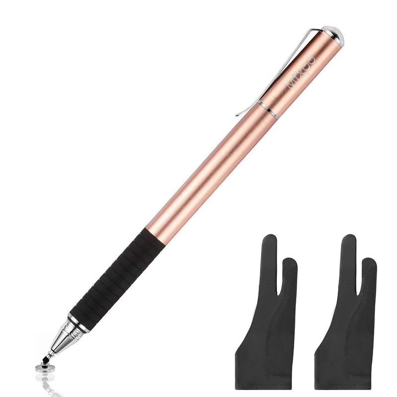Mixoo Universal Stylus Pen Disc & Fiber Tip 2 in 1 with Palm Rejection Artist Gloves for Drawing Tablet and Touch Screens Devices