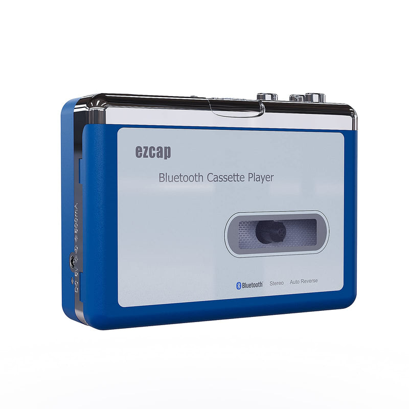 Ezcap Bluetooth Cassette Player, Walkman Tape Player with 3.5mm Jack Headphone and Speaker, Auto Reverse Function, USB Power/AA Battery Power Blue