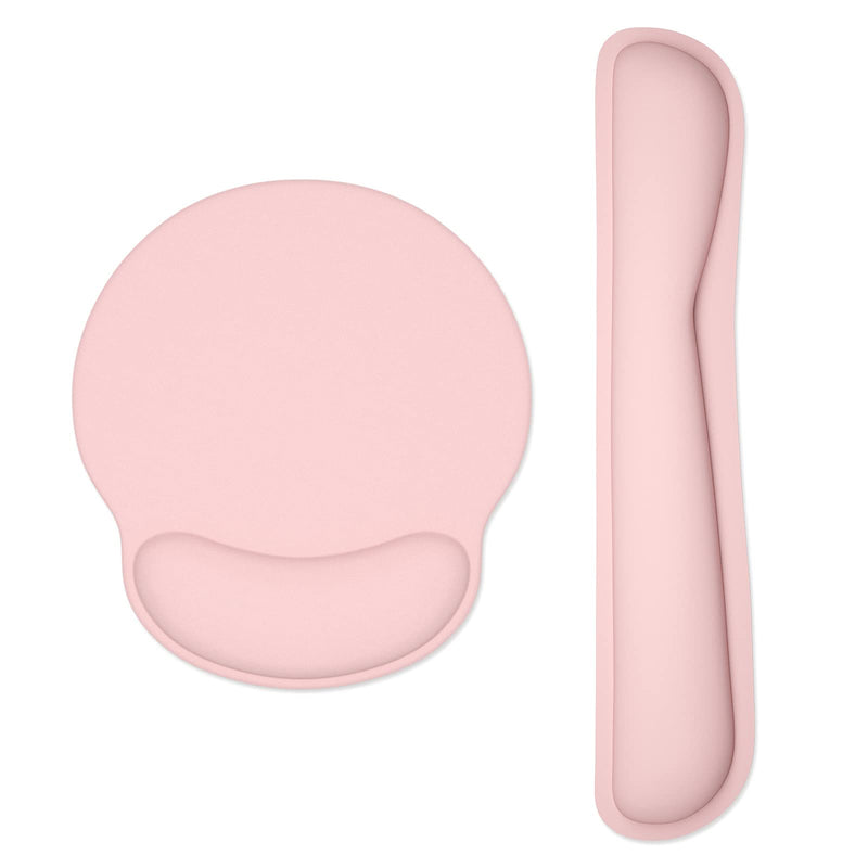 Dapesuom Keyboard Wrist Rest and Mouse Pad with Wrist Support, Memory Foam Wrist Rests for Keyboard and Mouse Set, Ergonomic Wrist Pad with Non Slip Base for Easy Typing and Pain Relief, (HSTZ-Pink) Pink