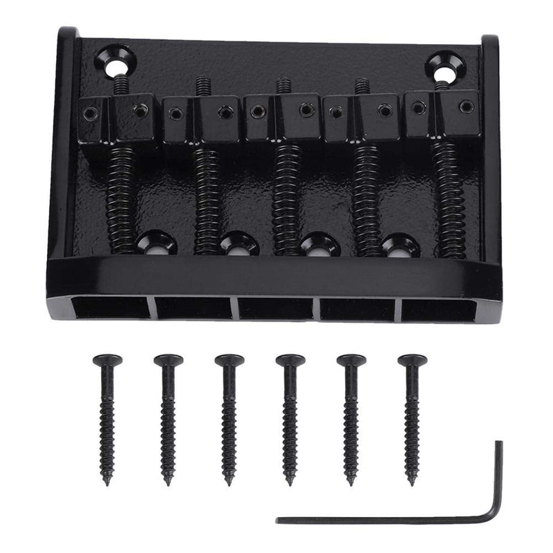 Kadimendium Bass Bridge Tailpiece Good Texture Metal Bass Bridge for 5 String Bass(black)