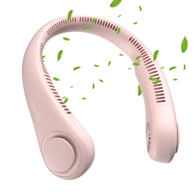 Neck Fan JISULIFE, Personal Wearable Fan, Portable Bladeless Fan, 3 Speeds Rechargeable, Battery Operated Neck Fan for Men Women 2022 Version--Pink Pink