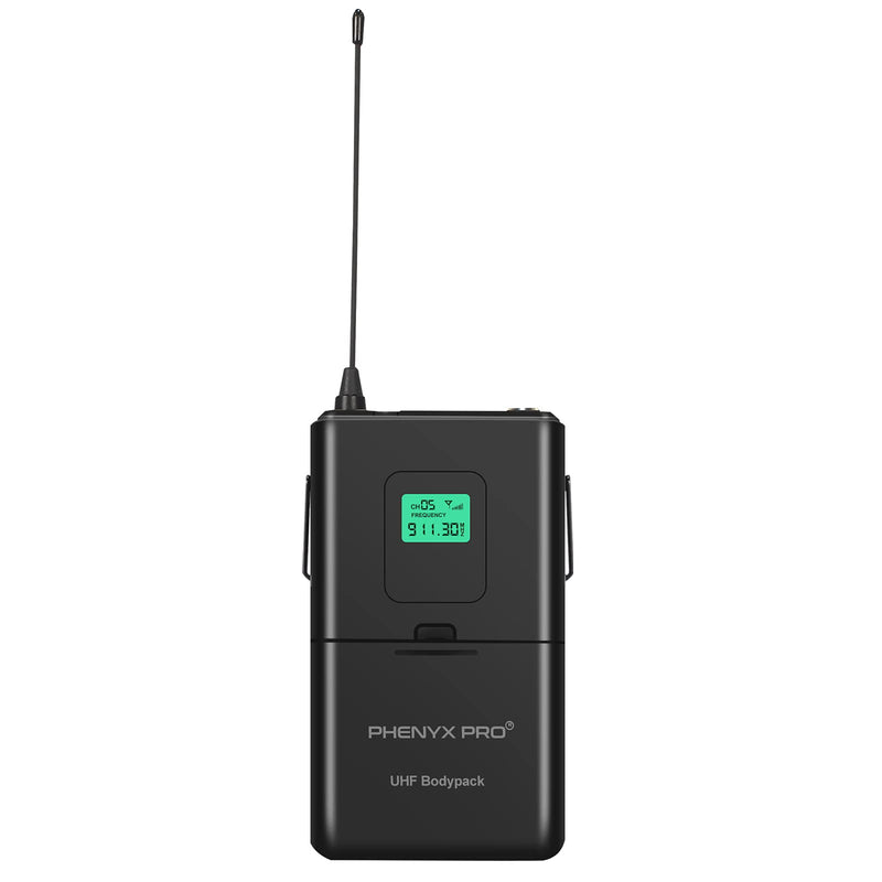 Phenyx Pro Wireless Bodypack Transmitter, 911.3MHz UHF Cardioid Pattern Wireless BodyPack Microphone, Fixed Frequency, 260 FT Range, for PTU-5000/PTU-4000 Series (PWB-5-911.3)