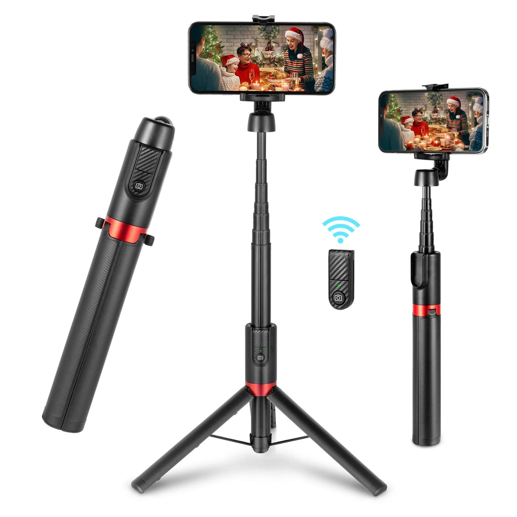 simorr Selfie Stick Tripod with Bluetooth Remote 130 cm Portable Travel Tripod Stand for Selfie, Live Streaming, Video Conference, Makeup, TIK Tok, for All Phones - 3375