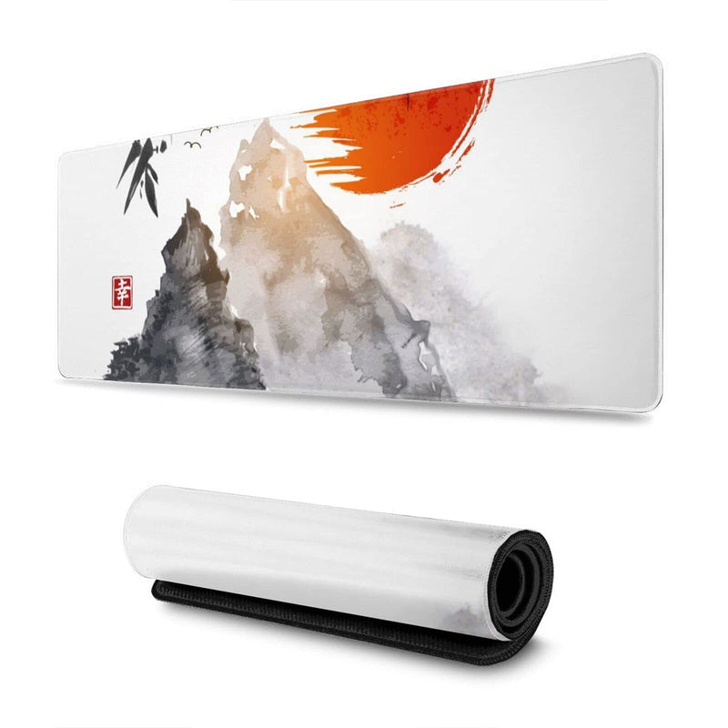 Japanese Bamboo Sun Ink Gaming Mouse Pad Large XL Desk Mat Long Extended Pads Big Mousepad Keyboard Home Office Decor Accessories for Computer Pc Laptop Japanese Painting