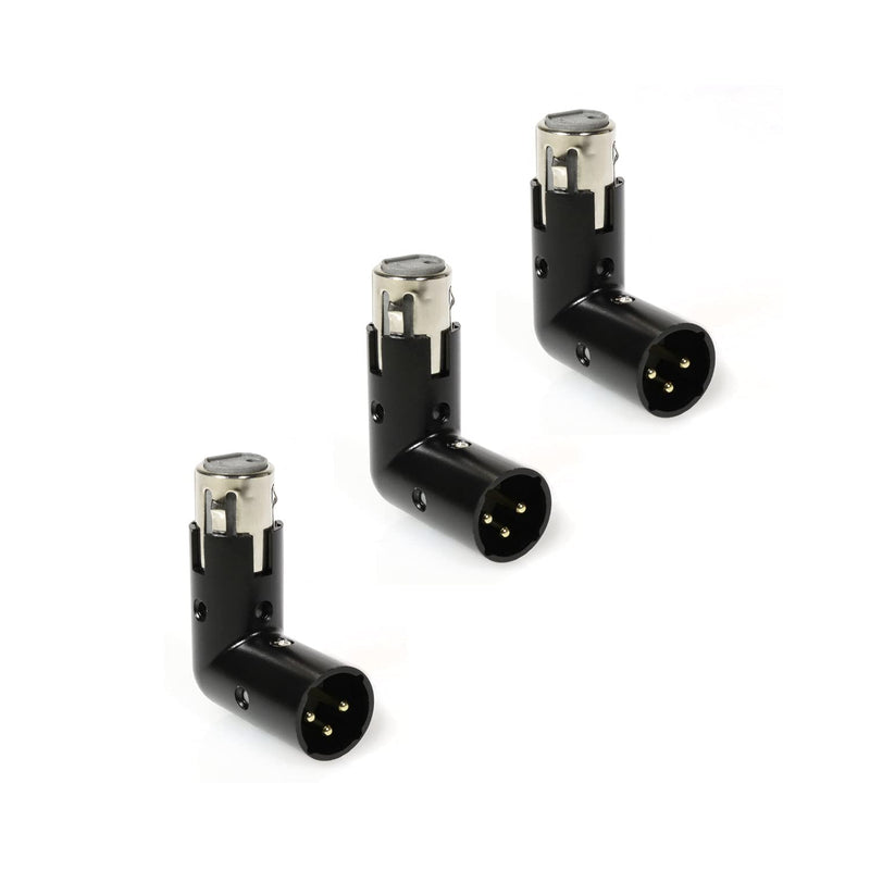 [AUSTRALIA] - LyxPro XLR Angle Adapter Dual Male and Female can be positioned to 4 Different Angles Right Left and 90 Degree Great for Mixers That Interfere with Other Applications - 3 Pack 