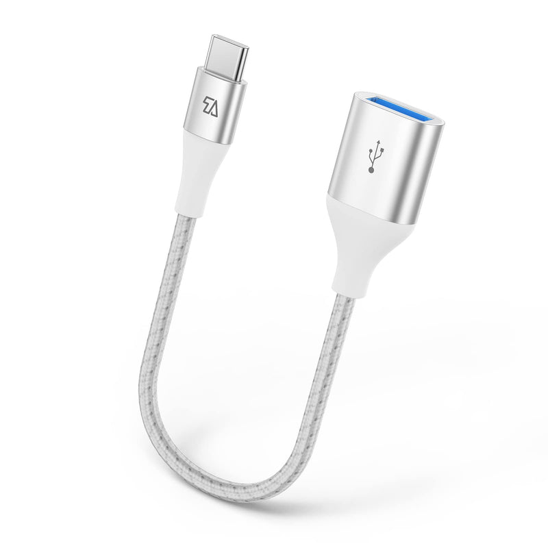 Teleadapt Type C to USB Adapter, 10Gbps USB C to USB A Adapter for Galaxy S20/S10/S9, USB C to USB OTG Cable, USB C Male to USB 3.1 Female OTG Adapter Compatible for New MacBook Pro, iPad Air 2020 White Silver