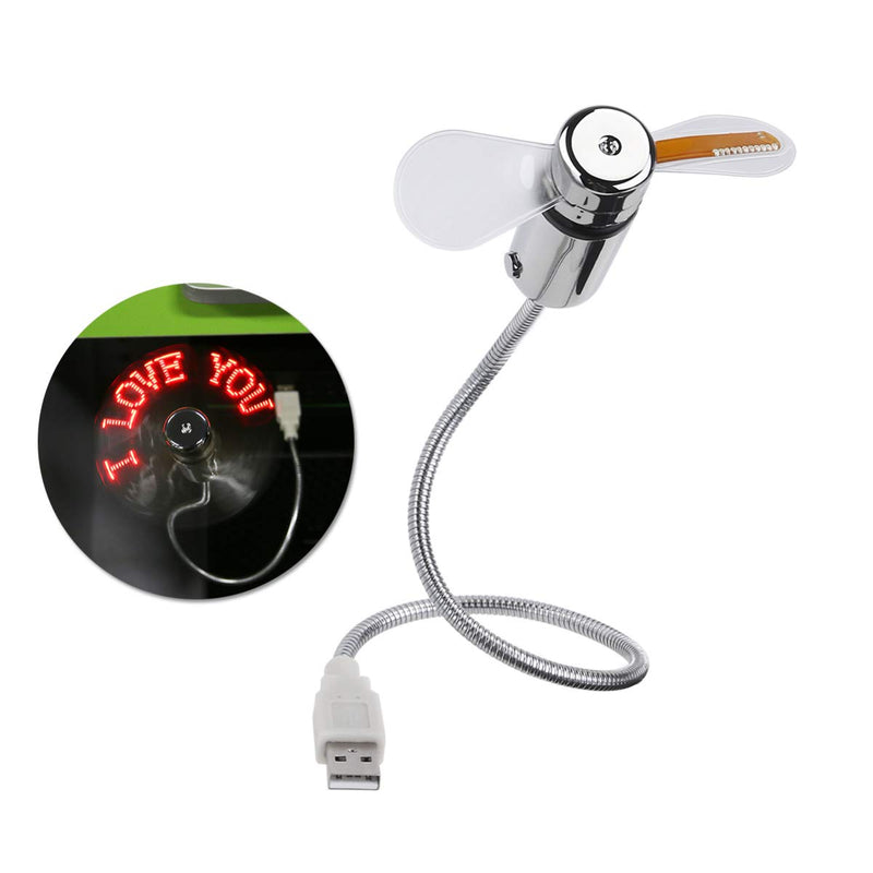 POPETPOP USB Clock Fans, Mini USB Fan Programmable Edit LED Display Fan Portable Cooling Fan for Office Home