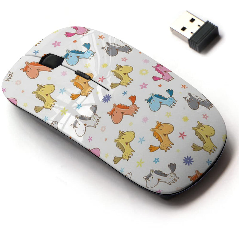 2.4G Wireless Mouse with Cute Pattern Design for All Laptops and Desktops with Nano Receiver - Cute Cartoon Horses