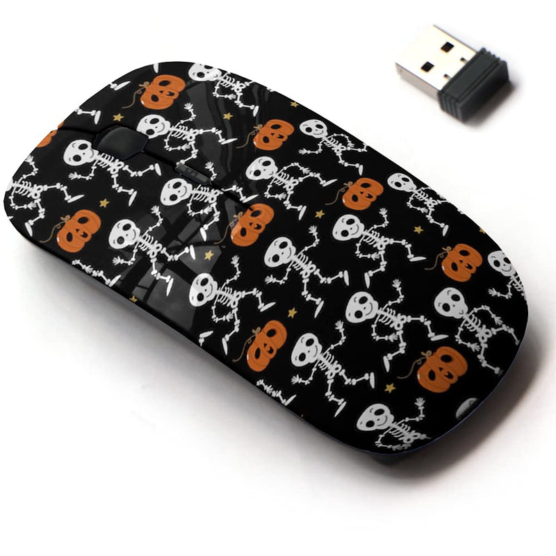 2.4G Wireless Mouse with Cute Pattern Design for All Laptops and Desktops with Nano Receiver - Cute Skeleton Dance Pumpkin