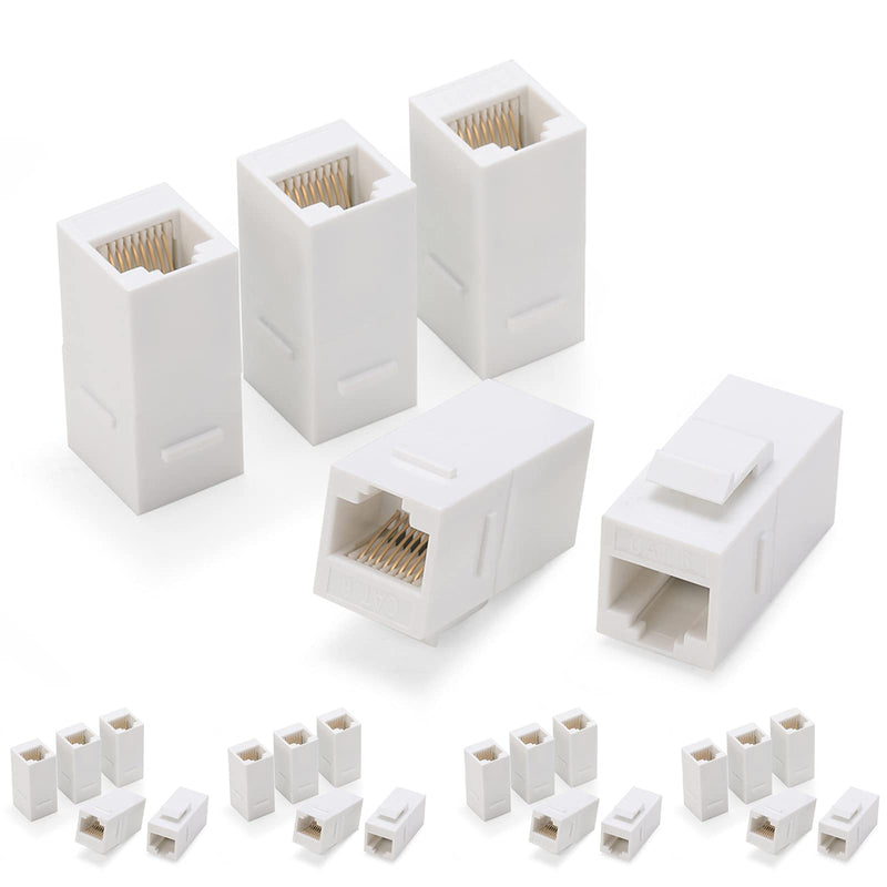 [AUSTRALIA] - Rapink RJ45 Coupler Inline Keystone Jack, Female to Female RJ45 Keystone Coupler 25 Pack for Ethernet Cat6/Cat5e/Cat5 Cable Extender with Gold Plated White 25 pcs 