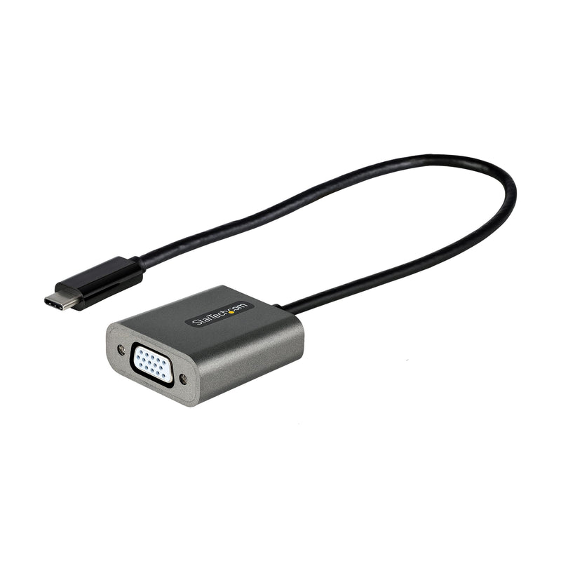 StarTech.com USB C to VGA Adapter - 1080p USB Type C to VGA Display/Monitor Video Converter, USB-C Dongle, Thunderbolt 3 Compatible - 12" Long Attached Cable - Upgraded Version of CDP2VGA (CDP2VGAEC) Silver