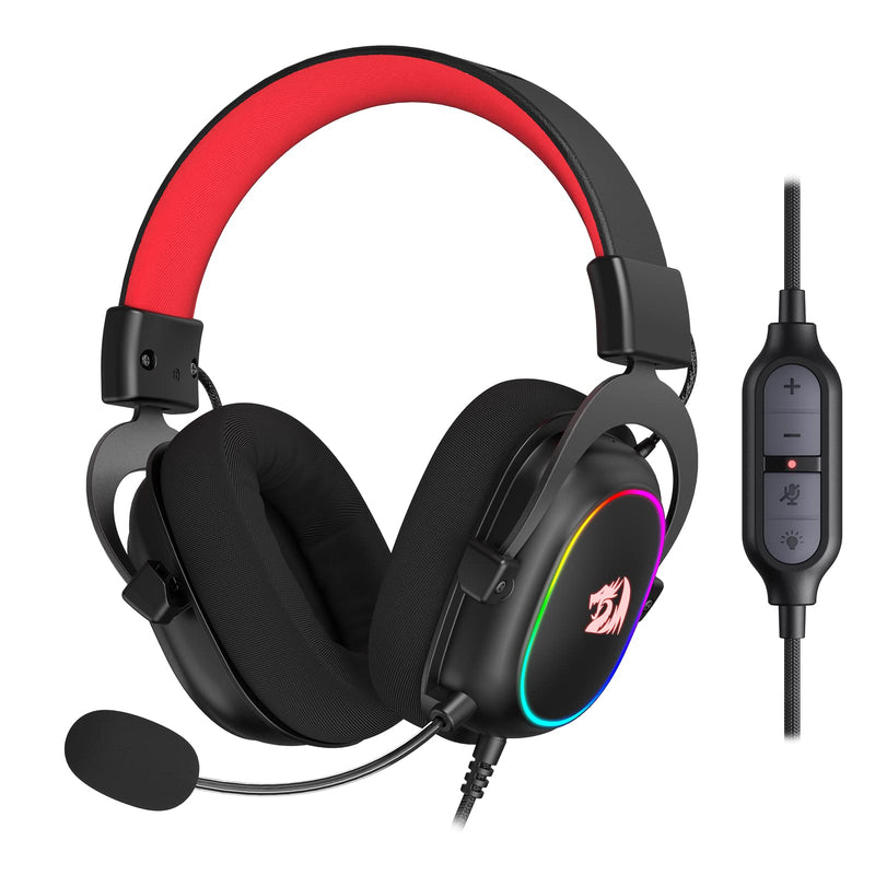 Redragon H510 Zeus-X RGB Wired Gaming Headset - 7.1 Surround Sound - 53MM Audio Drivers in Memory Foam Ear Pads w/Durable Fabric Cover- Multi Platforms Headphone - USB Powered for PC/PS4/NS Black-RGB