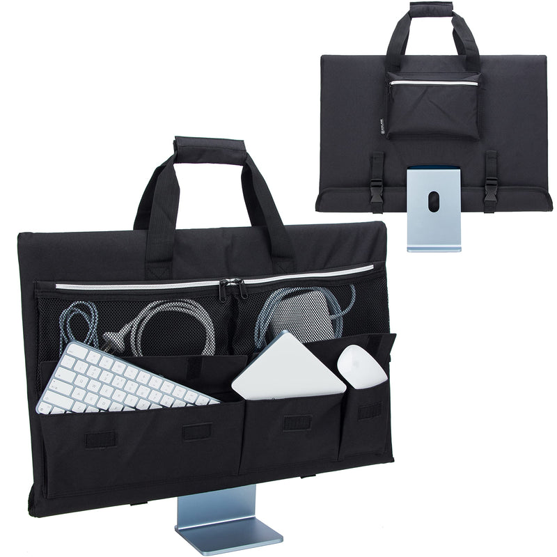 KISLANE Travel Carrying Case for 24'' iMac Desktop Computer, Protective Storage Bag for iMac Monitor Dust Cover with Carry Handle for 24 inch iMac Screen and Accessories (Black) Black