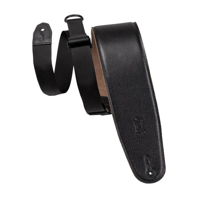 Levy's Leathers Right Height™ 3.5” Wide Garment Leather Padded Bass Guitar Strap in Black (MRH4GF-BLK) Suede / Garment Leather Black - 3.5"