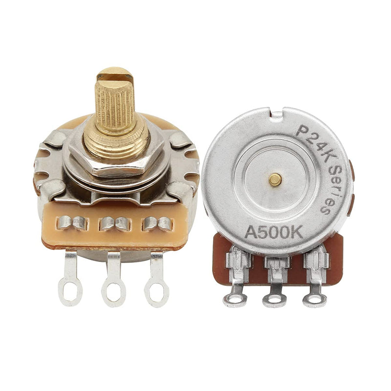 FLEOR 500K Audio Pots 15.5mm Short Split Shaft Guitar Potentiometer, Pack of 2 15.5mm Short Shaft A500K