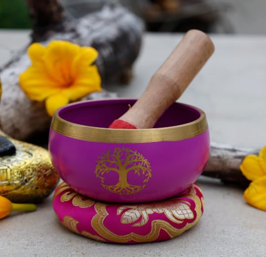 [AUSTRALIA] - Tree Of Life Singing Bowl Complete Set ~ For Meditation, Yoga, Spiritual Healing and Mindfulness (Pink) Pink 