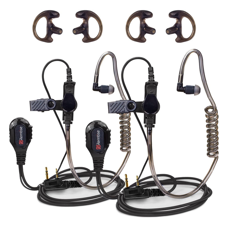 [AUSTRALIA] - Covert Acoustic Tube Earpiece with Mic for Baofeng UV-5R Walkie Talkies, Surveillance Headset and PTT Compatible with 2 Way Radios Brands Baofeng and Kenwood, Puxing, Wouxun (2 Pcs-Black) Black 