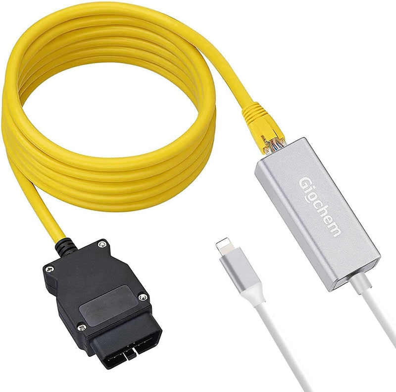 [AUSTRALIA] - Lightning to OBD2 2 in 1 Phone to OBD2,ENET Rj45 Cable ethernet Connector Tools to OBD Interface Cable Coding F-Series 10/100Mbps High Speed,Plug and Play[Silver] Silver 