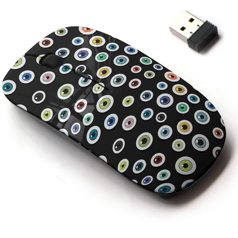 2.4G Wireless Mouse with Cute Pattern Design for All Laptops and Desktops with Nano Receiver - Happy Halloween Eyeballs Humans