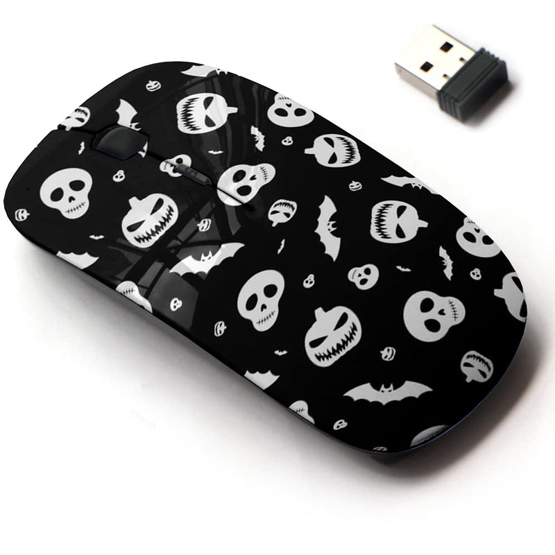 2.4G Wireless Mouse with Cute Pattern Design for All Laptops and Desktops with Nano Receiver - Halloween Black Festive