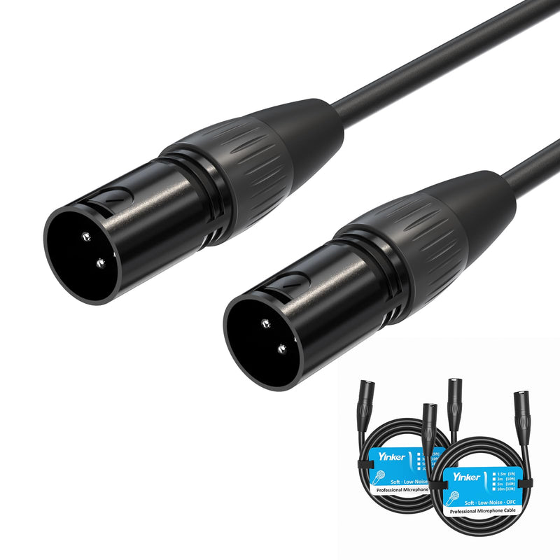 XLR Microphone Cable Male to Male, 3 Pin Male to Male Microphone Cable with Oxygen-Free Copper (5ft/1.5m, 2pack)