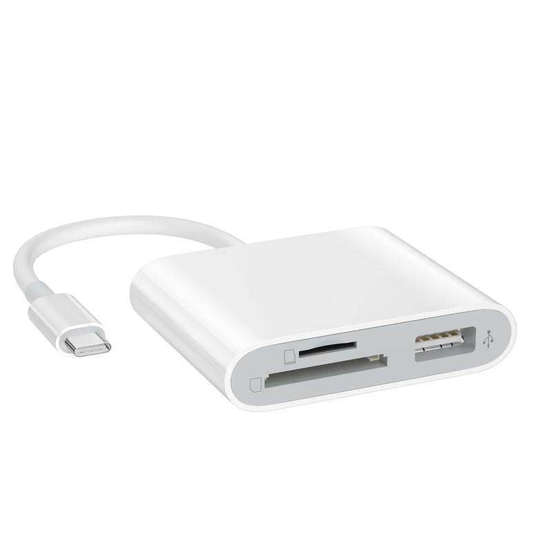USB C to SD Card Reader with USB 3.0 Thunderbolt to Micro SD TF Card Reader 3 in 1 USB-C to USB Camera Memory Card Reader Adapter for iPad Pro MacBook Pro/Air iMac M1 XPS13/15 RRSITIAU (White)