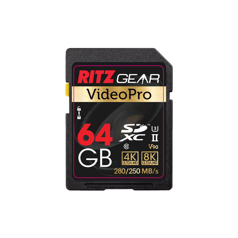 V90 SD Card UHS-II 64GB SDXC Memory Card U3 V90 A1, Extreme Performance Professional Sd-Card (R 280mb/s 250mb/s W) for Advanced DSLR,Well-Suited for Video, Including 4K,8K, 3D, Full HD Video Single