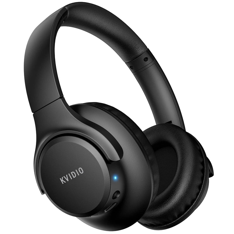 [AUSTRALIA] - Bluetooth Headphones Over Ear,KVIDIO 55 Hours Playtime Wireless Headphones with Microphone,Foldable Lightweight Headset with Deep Bass,HiFi Stereo Sound for Travel Work Laptop PC Cellphone Black 